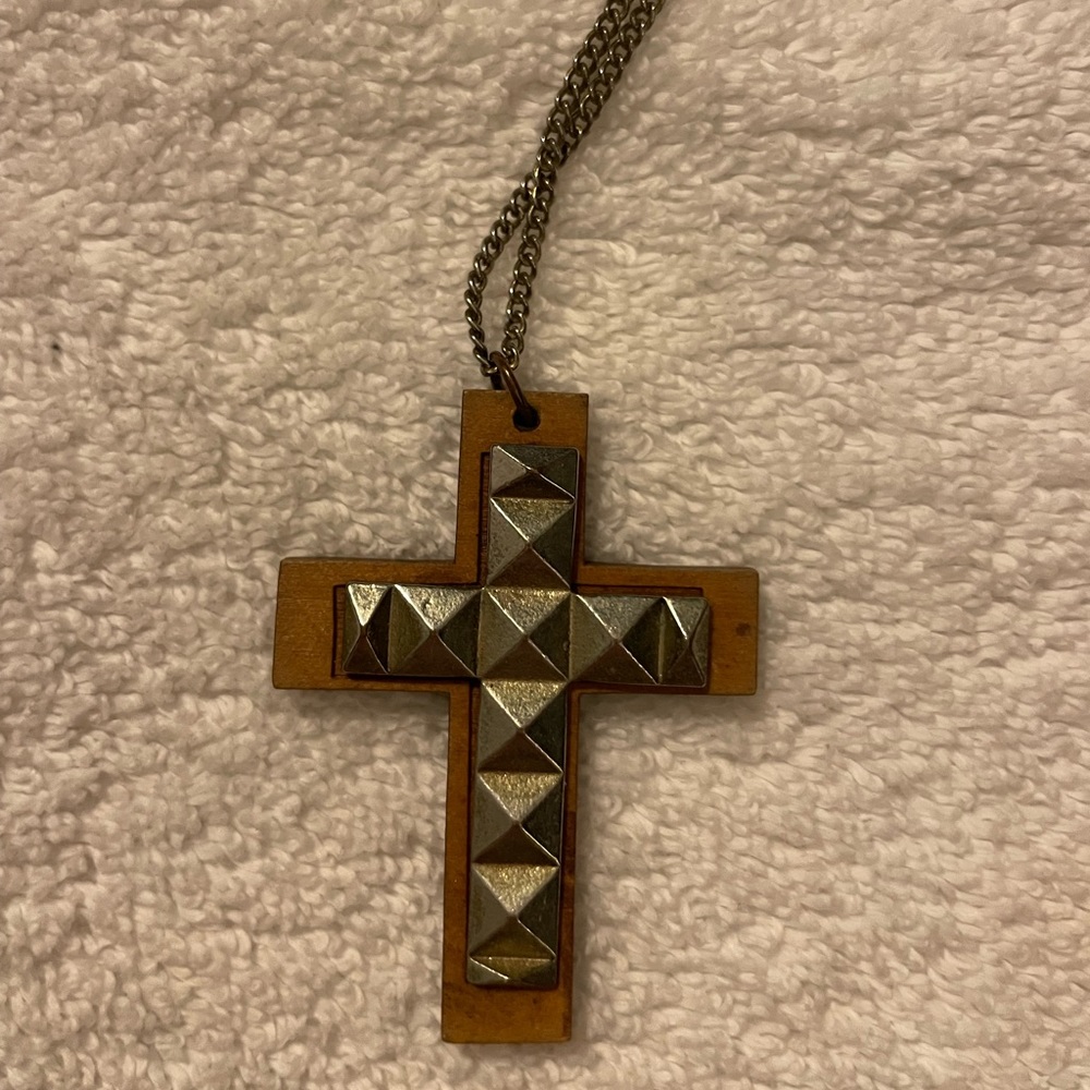 Long cross studded necklace